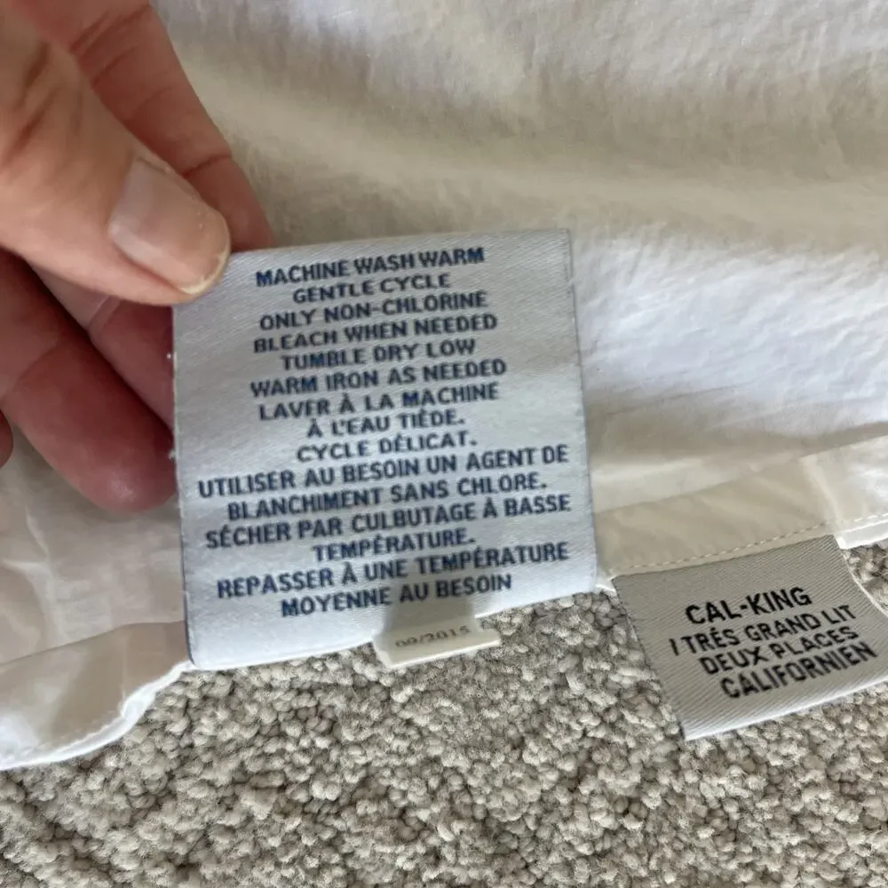 Williams Sonoma Home Italian Cal King Top Sheet White Embroidered Trim Cotton